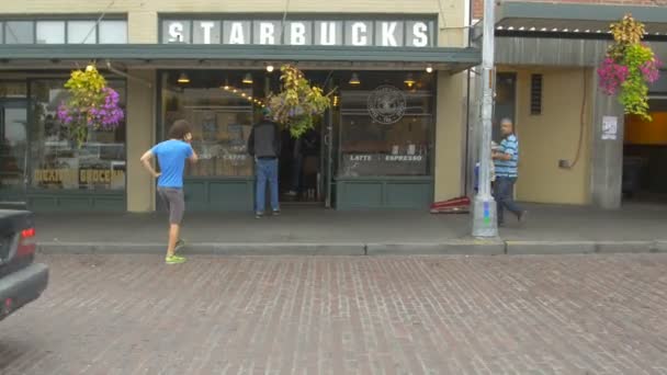 Pierwszy Sklep Starbucks — Wideo stockowe