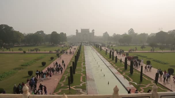 Taj Mahal Garden Indien — Stockvideo