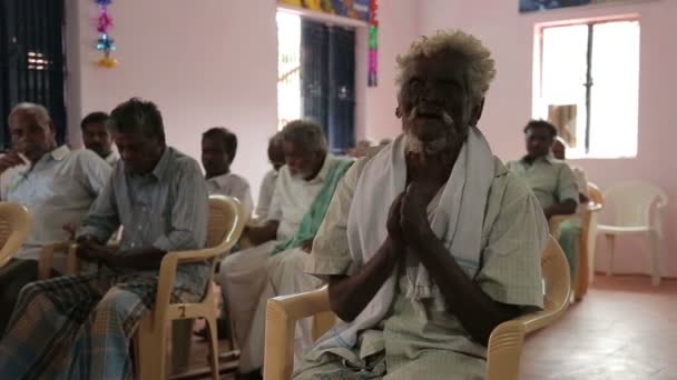 Old Indian Man Singing Clapping — Stock Video