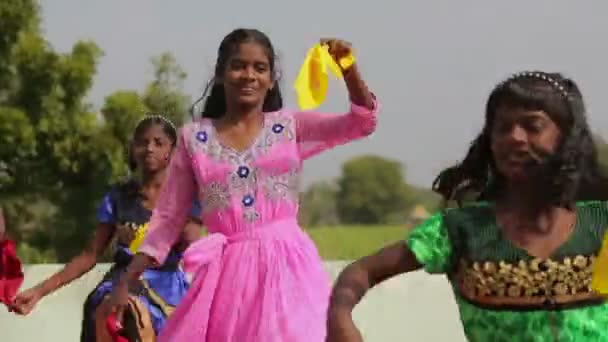 Grupo Chicas Indias Bailando India Concepto Viaje — Vídeos de Stock