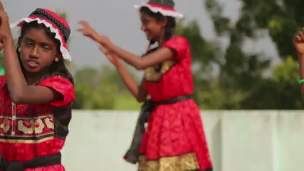 Grupo Meninas Indianas Dançando Índia Conceito Viagem — Vídeo de Stock
