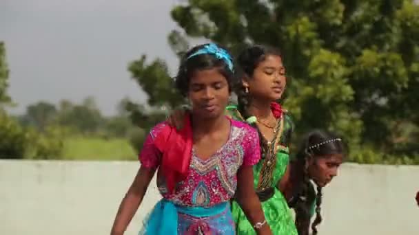 Grupo Chicas Indias Bailando India Concepto Viaje — Vídeos de Stock