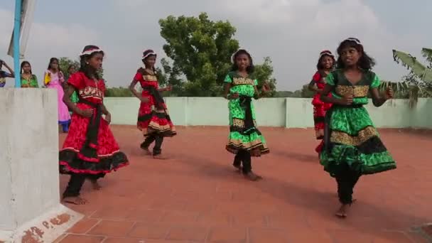 Filles Exécutant Danse Traditionnelle Costumes Indiens Extérieur Inde — Video