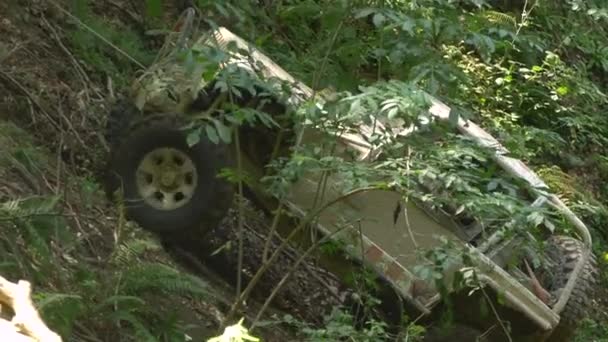 Carro Escorregando Lama Floresta — Vídeo de Stock