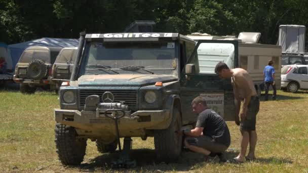 Two Men Repairing Car — Stock Video