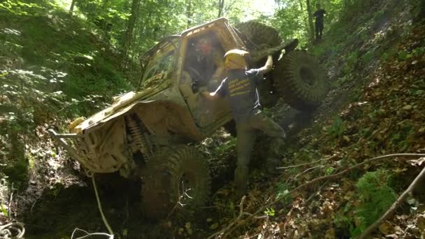 Чоловік Дає Пояснення Водій Машині — стокове відео