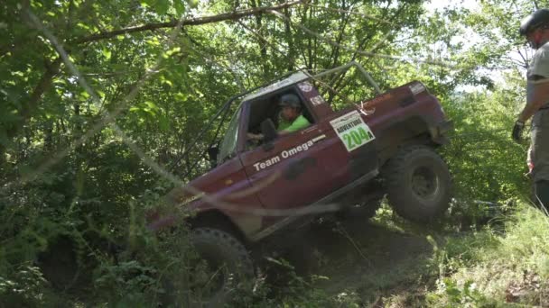 Land Cruiser Stuck Forest — Stock Video