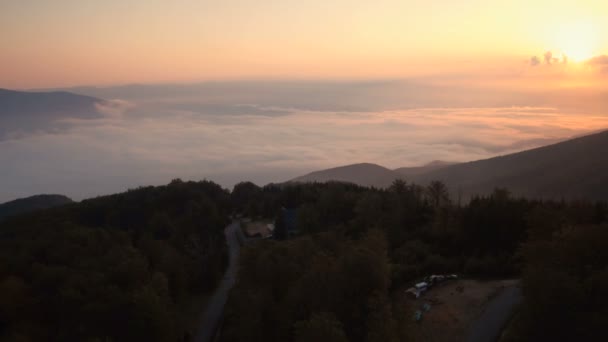 Luchtfoto Van Zonsondergang Boven Straja Resort — Stockvideo