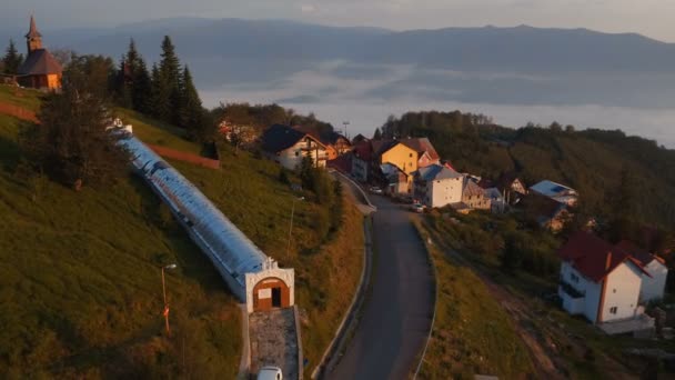 Luchtfoto Van Straja Resort Transsylvanië — Stockvideo