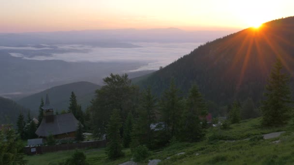 Sunset Hills Mountains Transylvania — Vídeo de Stock