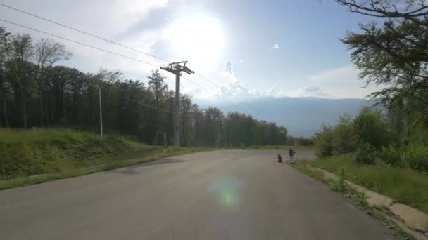 Longboarder Bending Curve — Stock Video