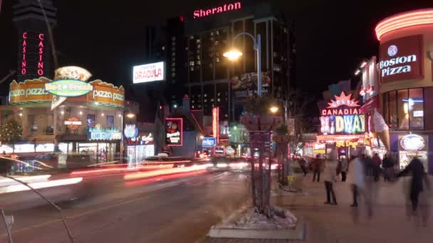 Zeitraffer Der Nacht Niagara Falls Kanada — Stockvideo