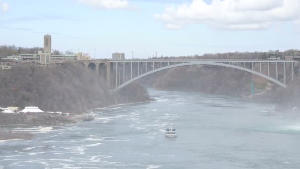 Pan Right View Rainbow Bridge Niagara Falls — Vídeo de Stock