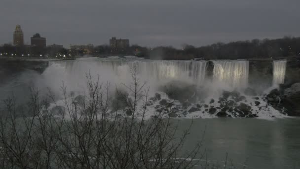 Akşam Niagara Şelalesi — Stok video