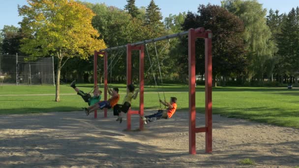 Kinderen Swingend Speeltuin — Stockvideo