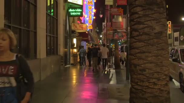 People Walking Hollywood Walk Fame — Stock Video
