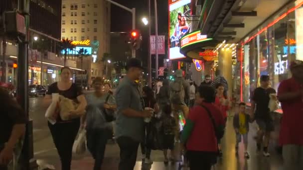 Tourists Hollywood Walk Fame — Stock Video