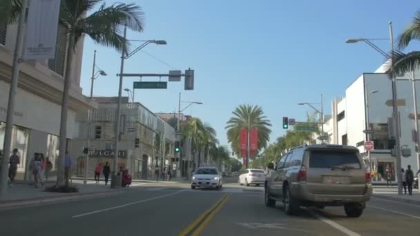 Samochody Jadące Beverly Hills Stany Zjednoczone Ameryki — Wideo stockowe