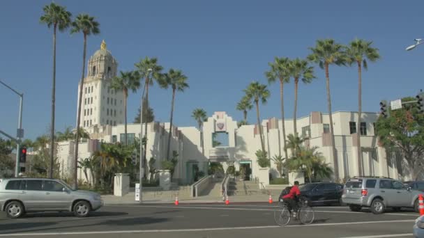 Het Stadhuis Van Beverly Hills Verenigde Staten Van Amerika — Stockvideo