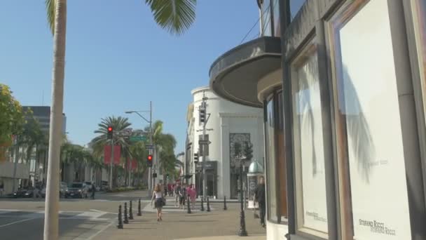 Gebouwen Winkels Een Straat Beverly Hills Verenigde Staten — Stockvideo