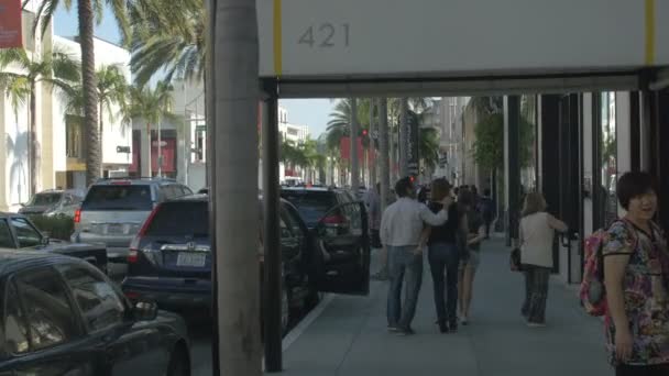Crowded Street Beverly Hills Estados Unidos América — Vídeo de stock
