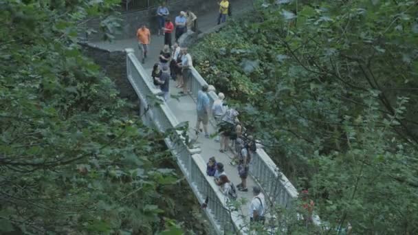 Vue Angle Élevé Pont Avec Des Touristes — Video