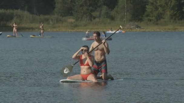 Par Paddleboard — Stockvideo