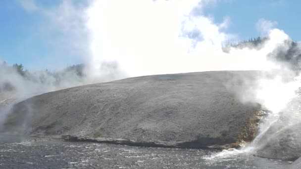View Steaming Stone Mound — стоковое видео