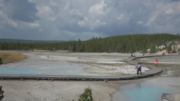 Pessoas Passeio Parque Nacional Yellowstone — Vídeo de Stock