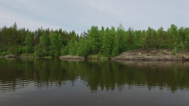 Klippig Strand Med Träd — Stockvideo