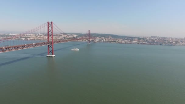 Widok Lotu Ptaka Most Kwietnia Lizbonie — Wideo stockowe