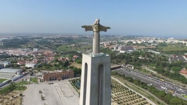Aerial Shot Christ King Statue — Wideo stockowe