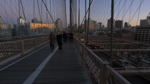 Aleja Dla Pieszych Brooklyn Bridge Nowym Jorku Usa — Wideo stockowe