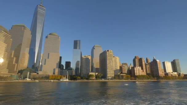 纽约市哈德逊河旁的摩天大楼 — 图库视频影像