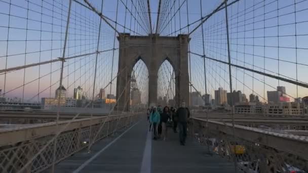 Radweg Auf Der Brooklyn Bridge New York Usa — Stockvideo