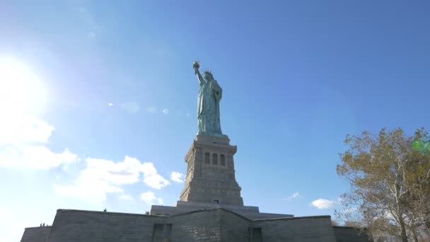 Statue Liberté Par Une Journée Ensoleillée New York Usa — Video