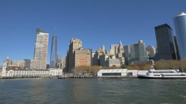 Lower Manhattan Seen Boat — Stock Video