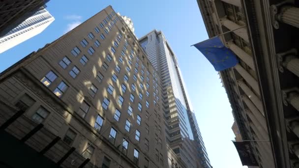Bank Nowy Jork Niski Kąt Widzenia — Wideo stockowe