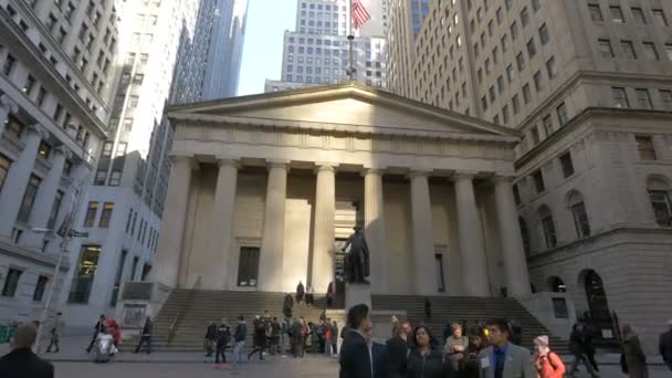 George Washington Staty Och Federal Hall New York Usa — Stockvideo