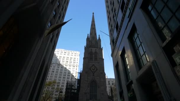 Trinity Church Fachada Nueva York Estados Unidos — Vídeo de stock