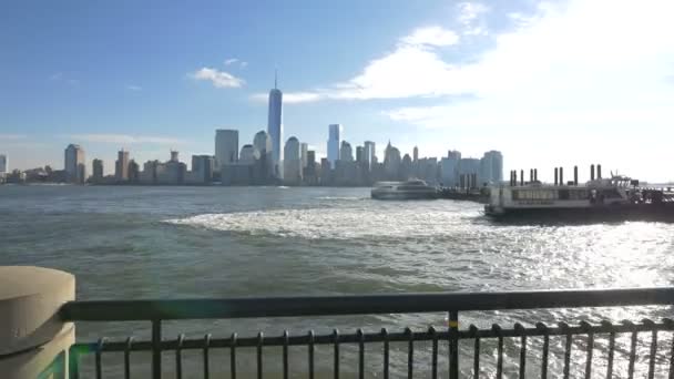 Barco Motor Terminal Balsas Paulus Hook Nova York Eua — Vídeo de Stock