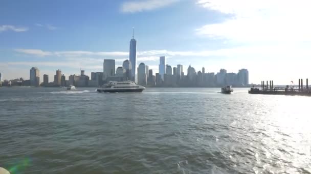 Barcos Navegando Rio Hudson Nova York Eua — Vídeo de Stock