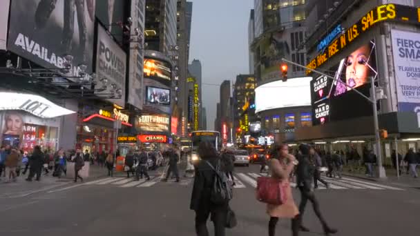 Wieczorem Centrum Nowego Jorku Usa — Wideo stockowe