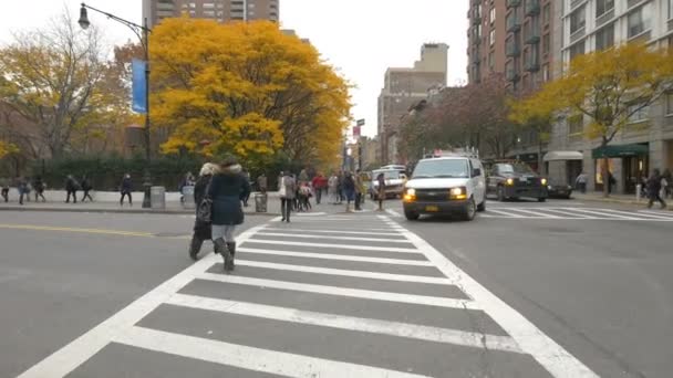 美国纽约州街对面的人 — 图库视频影像