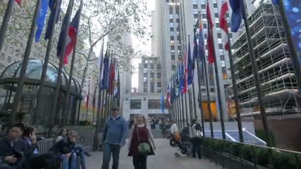 Steeg Met Vlaggen Manhattan — Stockvideo