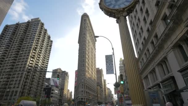 Edificio Flatiron Visto Desde Calle Fifth Avenue Nueva York Estados — Vídeos de Stock