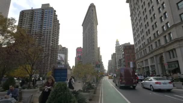 Κτίριο Φλάτιρον Στην Λεωφόρο Στη Νέα Υόρκη Ηπα — Αρχείο Βίντεο