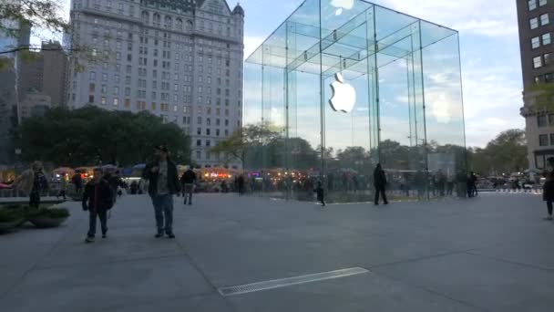 Eingang Zum Glaswürfel Apple Store New York Usa — Stockvideo