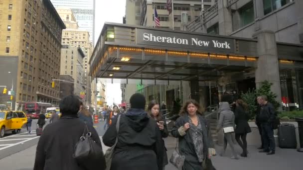 New York Abd Deki Sheraton Oteli Nin Girişi — Stok video