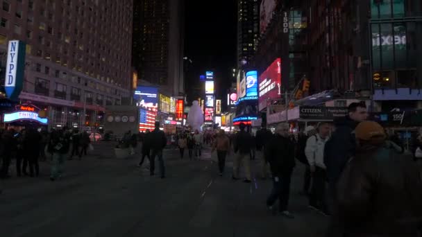 Νυχτερινή Βόλτα Στην Times Square Στη Νέα Υόρκη Ηπα — Αρχείο Βίντεο